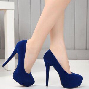 Elegant Royal Blue Suede Pumps